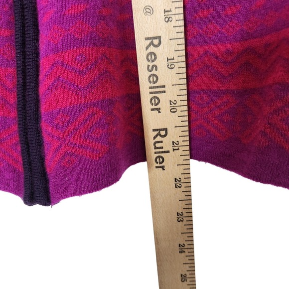 NEVE Cardigan Sweater Womens Small Pink Fair Isle Wool Full Zip Ski Knit - Picture 9 of 11